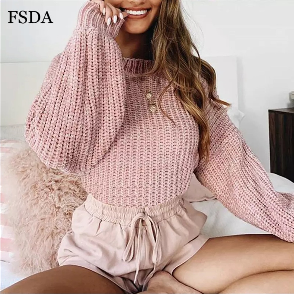 Pink crop sweater